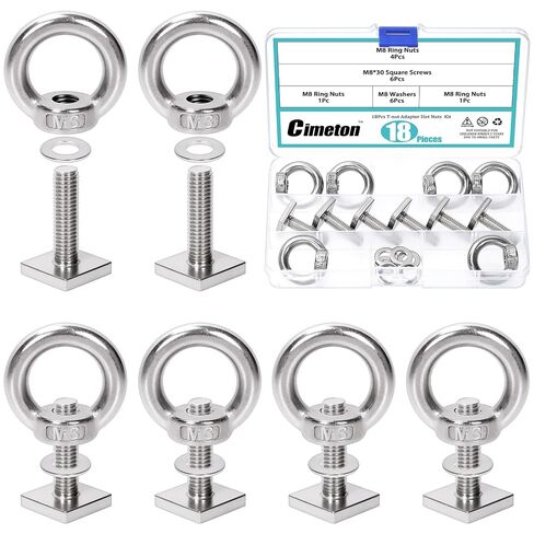24PCS T-Nut Adapter Slot Nuts M8 Slot Blocks Roof Rack Roof Box with Nuts Star Grip Nut and Washers Square Sliding Blocks for Roof Racks Roof Bicycle Carrier in Kuwait