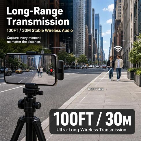 Wireless Lavalier Microphone for iPhone Android, 2 Pack Lapel Mic for Content Creators, Clip-On Mini Mic for Phone Video Recording, Vlogging, YouTube, TikTok, Live Stream, Noise Reduction, Plug & Play in Kuwait