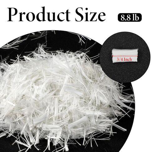 8.8 Lb Fiberglass for Concrete, Concrete Fiber Fiberglass Fibers Strands Anti-Seepage Anti Cracking Reinforcement Milled Glass Fiber for Building Wall Garden Floor(3/4 Inch, 19 mm) in Kuwait