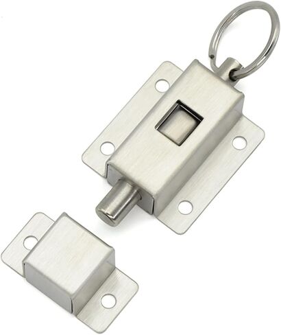 Door Barrel Bolt Stainless Steel Ring-Pull Spring Loaded Auto Sliding Latch Drawing Polishing 1Pcs in Kuwait