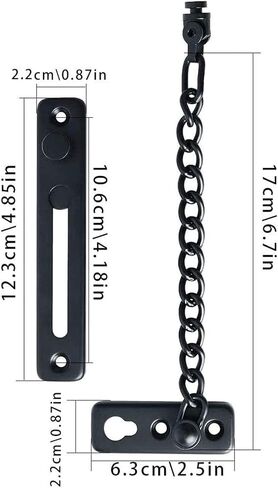 Door Chain Lock, Safe Buckle,Latch Safety Limiter,Metal Home Hotel Bolt Anti-Theft Security Black in Kuwait