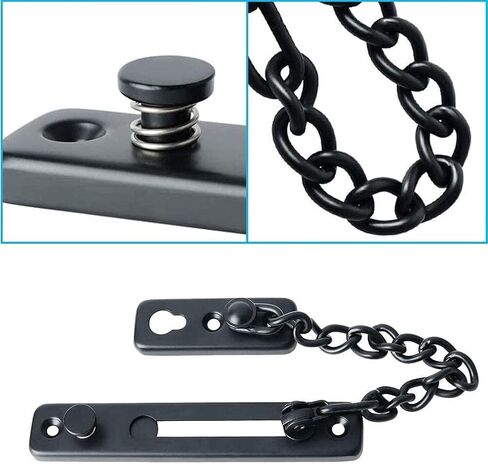 Door Chain Lock, Safe Buckle,Latch Safety Limiter,Metal Home Hotel Bolt Anti-Theft Security Black in Kuwait