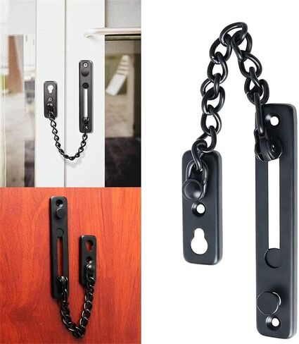 Door Chain Lock, Safe Buckle,Latch Safety Limiter,Metal Home Hotel Bolt Anti-Theft Security Black in Kuwait