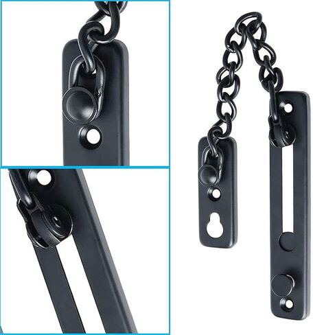 Door Chain Lock, Safe Buckle,Latch Safety Limiter,Metal Home Hotel Bolt Anti-Theft Security Black in Kuwait
