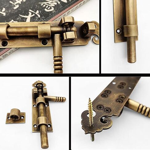Portable Door Lock, Sliding Bolt Gate Latch, Thickening Antique Brass Barrel Latches, Vintage Buckle in Kuwait