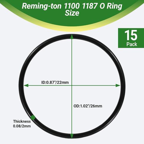 15-Pack High-Temperature Gas Seal O-Rings Replacement for Remington 1100 11-87 1187 12GA, Precision 0.87" ID x 1.02" OD x 0.08" Thickness in Kuwait