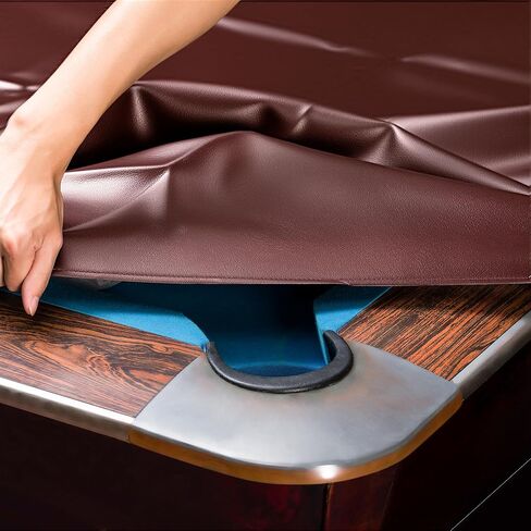 Pool Table Cover, Heavy Duty Leatherette Billiard Pool Table Covers Hard Top, Waterproof & Tearproof Cover for Pool Table 7/8/9 Feet Fitted (Brown/Matte, 7FT-92"LX 52"WX 7"H) in Kuwait