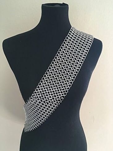 4.3" Wide Aluminum Nickel Free Metal Chainmail Sash - Costume Cosplay Worf Steel Silver LARP Viking Post Apocalyptic Punk in Kuwait