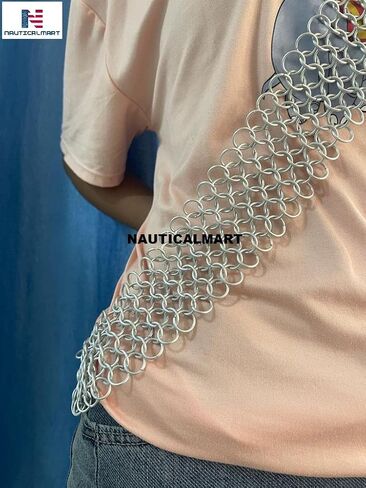 4.3" Wide Aluminum Nickel Free Metal Chainmail Sash - Costume Cosplay Worf Steel Silver LARP Viking Post Apocalyptic Punk in Kuwait