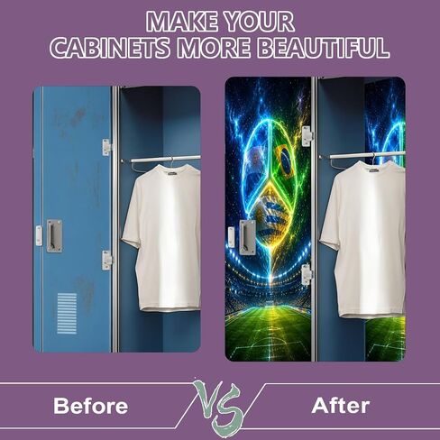 2 Pcs Locker Magnetic Wallpaper Neon Soccer Ball Flags Canada Mexico Stadium Field 12" x 36" Wall Magnetic Sticker Removable Locker Accessories Decor Easy Assembly for Classroom School in Kuwait