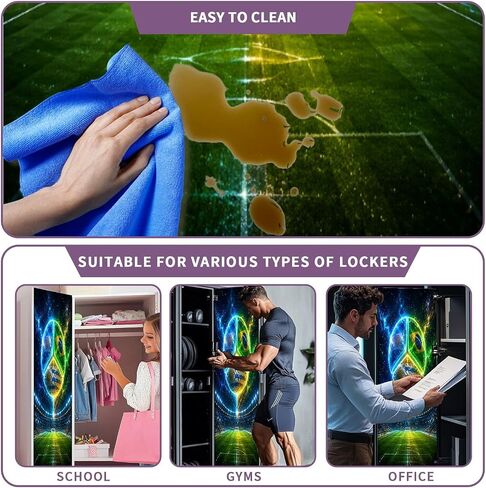 2 Pcs Locker Magnetic Wallpaper Neon Soccer Ball Flags Canada Mexico Stadium Field 12" x 36" Wall Magnetic Sticker Removable Locker Accessories Decor Easy Assembly for Classroom School in Kuwait