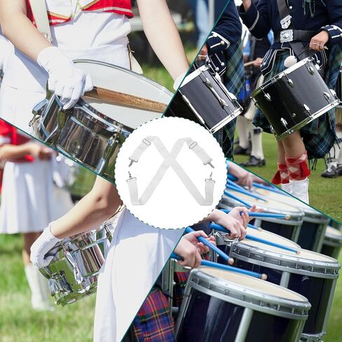 Adjustable Military Bass Drum Strap Harness for Waist Drum White Nylon Material Resistant to Corrosion and Easy to Clean for Marching and Performance Use in Kuwait