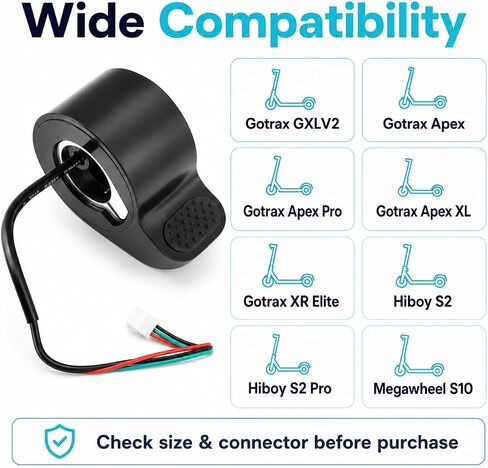 Electric Scooter Thumb Throttle Replacement Compatible with GOTRAX GXL V2/Hiboy S2 and S2 Pro/Megawheels S10 Models, Finger Speed Control Accelerator Accessory with Waterproof Plug in Kuwait