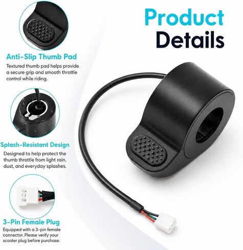 Electric Scooter Thumb Throttle Replacement Compatible with GOTRAX GXL V2/Hiboy S2 and S2 Pro/Megawheels S10 Models, Finger Speed Control Accelerator Accessory with Waterproof Plug in Kuwait