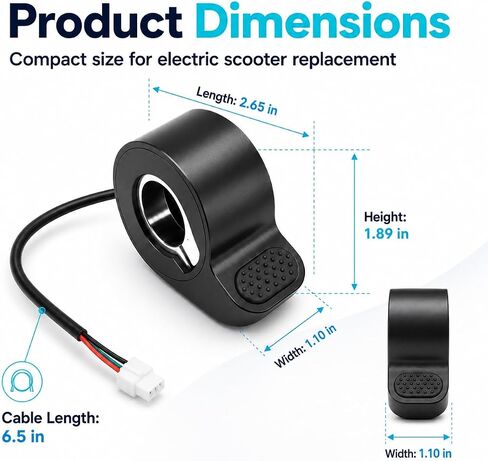 Electric Scooter Thumb Throttle Replacement Compatible with GOTRAX GXL V2/Hiboy S2 and S2 Pro/Megawheels S10 Models, Finger Speed Control Accelerator Accessory with Waterproof Plug in Kuwait