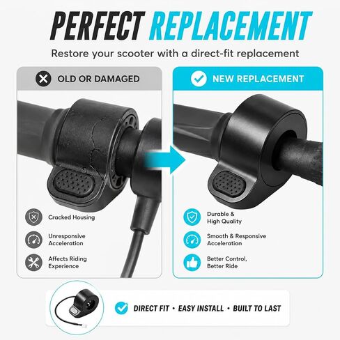 Electric Scooter Thumb Throttle Replacement Compatible with GOTRAX GXL V2/Hiboy S2 and S2 Pro/Megawheels S10 Models, Finger Speed Control Accelerator Accessory with Waterproof Plug in Kuwait