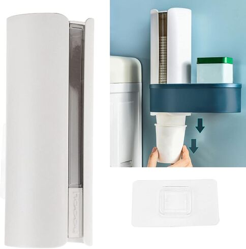 Zerodis Office Supplies Plastic Drink Cup Dispenser Cups Holder for Plastic or Paper Cups Wall Mounted Water Cooler Cup Dispenser Disposable (White) in Kuwait