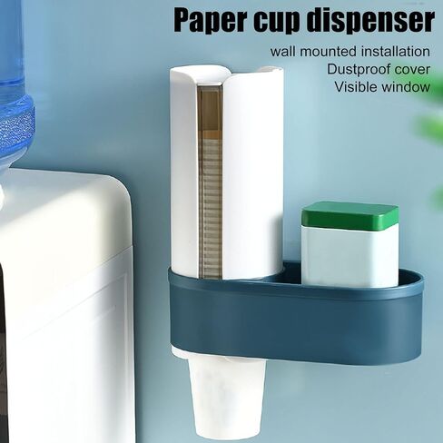 Zerodis Office Supplies Plastic Drink Cup Dispenser Cups Holder for Plastic or Paper Cups Wall Mounted Water Cooler Cup Dispenser Disposable (White) in Kuwait