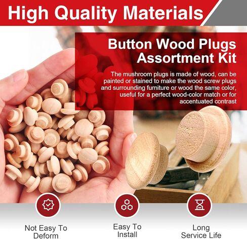 144PCS Wood Plugs Assorted Sizes 3/16 5/16 3/8 1/2 Inch, for Screw Hole Cover in Furniture Cabinet and Woodworking Repair in Kuwait