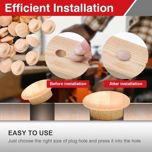 144PCS Wood Plugs Assorted Sizes 3/16 5/16 3/8 1/2 Inch, for Screw Hole Cover in Furniture Cabinet and Woodworking Repair in Kuwait