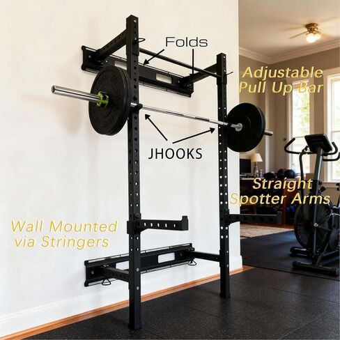 حامل القرفصاء الكهربائي المثبت على الحائط من Fitvids، سعة 1000 رطل للمنزل والجراج مع خطافات J، ذراع رافعة القرفصاء، مقاسات وألوان متعددة in Kuwait