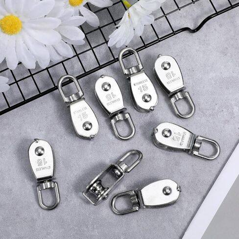 16 حزمة M15 بكرات حبل صغيرة 304 الفولاذ المقاوم للصدأ سلك حبل كابل بكرة عجلة الملابس الثقيلة خط دوار بكرة معلقة سلك سحب عجلة للرفع in Kuwait