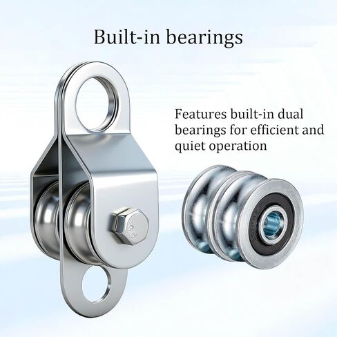 Double Snatch Block and Tackle Pulley System – 32 Ft x 1/4'' Rope and Hook,Cable Pulley for Garage,Attic,Kayak,Bicycle, 150LB Lifting in Kuwait