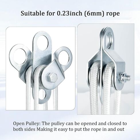 Double Snatch Block and Tackle Pulley System – 32 Ft x 1/4'' Rope and Hook,Cable Pulley for Garage,Attic,Kayak,Bicycle, 150LB Lifting in Kuwait
