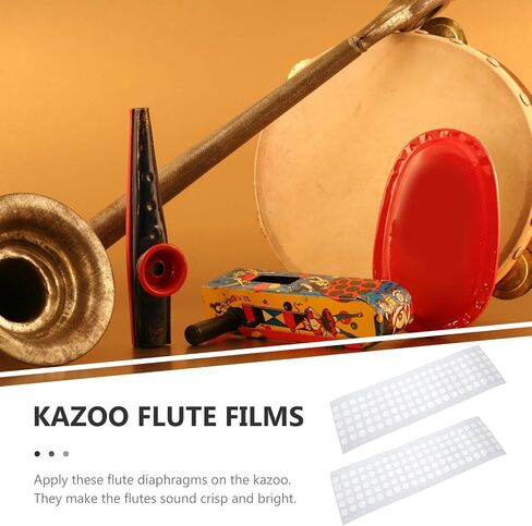 BESTonZON 200pcs Plastic Flute Diaphragms Kazoo Membranes Replacement Films Instrument Accessories for Kazoo Wind Instruments Music Supplies in Kuwait