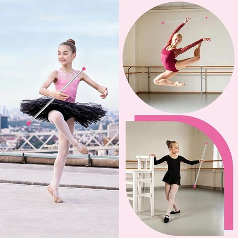Baton Twirling, Dance Baton for Kids 28 Inches Stainless Steel Material - Includes 1 Gymnastics Wand & 2 Dance Ribbons, Easy to Use for Dance Beginners (Pink) in Kuwait
