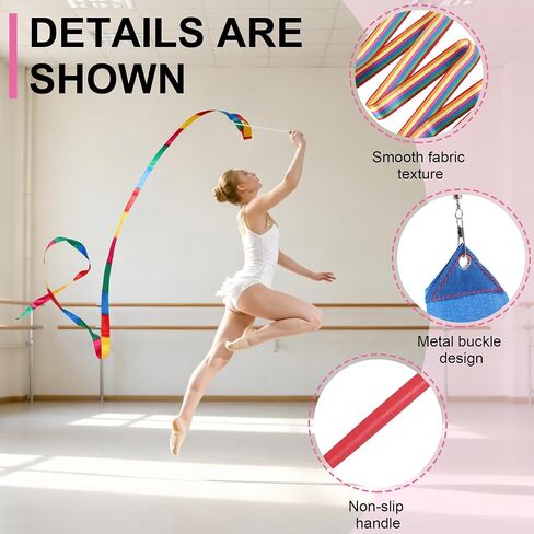 Baton Twirling, Dance Baton for Kids 28 Inches Stainless Steel Material - Includes 1 Gymnastics Wand & 2 Dance Ribbons, Easy to Use for Dance Beginners (Pink) in Kuwait