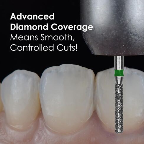 Medidenta Galil Diamond Multi-Use Dental Bur - Cylinder/Flat End Cylinder Shape Coarse Grit 837-014C, FG Shank, 1.4mm Head Diameter, High-Speed Cutting for Crown Prep & Restoration (10 Pack) in Kuwait
