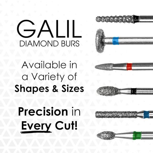 Medidenta Galil Diamond Multi-Use Dental Bur - Cylinder/Flat End Cylinder Shape Coarse Grit 837-014C, FG Shank, 1.4mm Head Diameter, High-Speed Cutting for Crown Prep & Restoration (10 Pack) in Kuwait