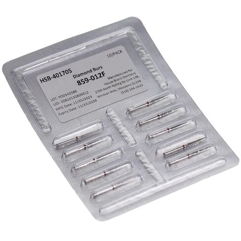 401705, HSB FG 859-012F Needle Fine Grit Diamond Burs 10/Pk, Precision Dental Cutting & Finishing Rotary Instruments in Kuwait
