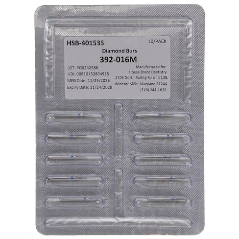 401535 HSB FG 392-016M Interproximal Medium Grit Diamond Burs 10/Pk in Kuwait
