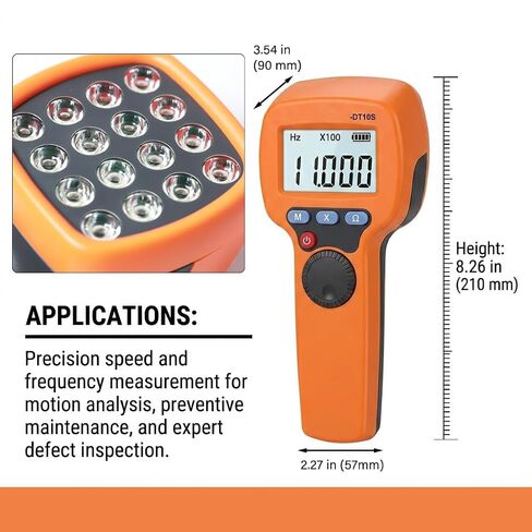Professional LED Stroboscope - Handheld Digital Tachometer for RPM/FPM Measurement, 60-99999 Range, 0.001% Precision Strobe Light with 360° Dial - Rechargeable Non-Contact Speed Analyzer in Kuwait