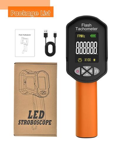 ستروبوسكوب LED 60-100000 دورة في الدقيقة، مقياس سرعة الدوران الرقمي WapoRich مع 16 مصباح LED، قابل لإعادة الشحن عبر USB، شاشة LCD للمحرك والمروحة (RQ-8000B) in Kuwait