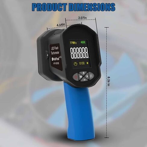 ERICAT Non-Contact Digital Stroboscope, Handheld Digital Strobe Tachometer with 16 Lamp Beads, Measurement Range 60-99999 FPM & High Accuracy 0.001%, for Fan, Motor Engine, Tire, Speed Test in Kuwait