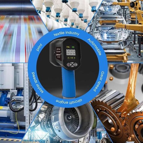 ERICAT Non-Contact Digital Stroboscope, Handheld Digital Strobe Tachometer with 16 Lamp Beads, Measurement Range 60-99999 FPM & High Accuracy 0.001%, for Fan, Motor Engine, Tire, Speed Test in Kuwait