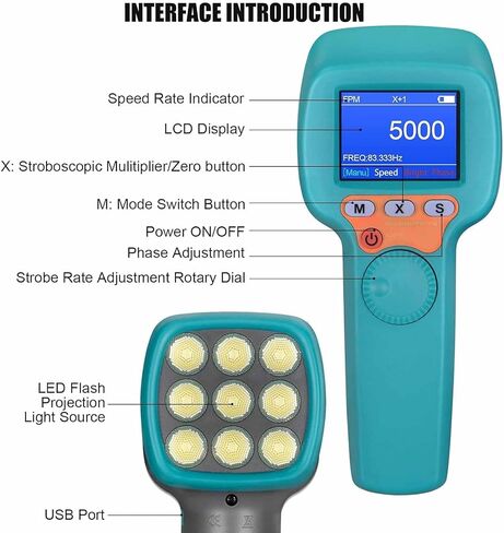 مقياس سرعة الدوران ستروبوسكوب LED من ERICAT، مؤشر دوران المرحلة LCD غير ملامس 1500LUX، مقياس سرعة عالي الدقة وقياسات آمنة، 60~999999 دورة في الدقيقة و7.4 فولت 2200 مللي أمبير في الساعة، للمراوح والآلات in Kuwait