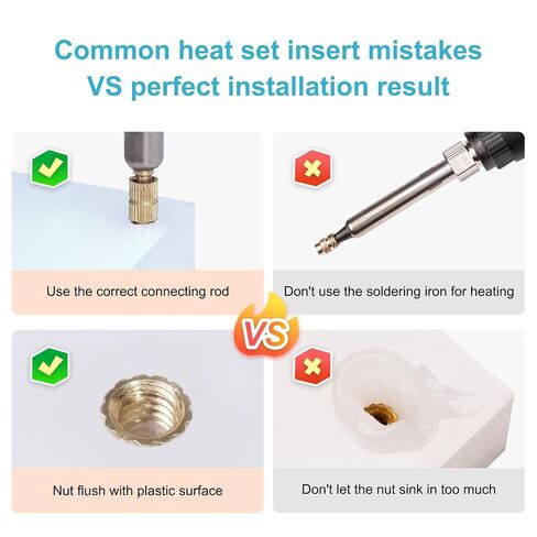 600+7Pcs Brass Threaded Inserts Kit M2 M2.5 M3 M4 M5 M6 – Heat Set Insert Tool Included, Metric Knurled Nuts for 3D Printed Parts PLA/PETG/ABS – Strong Metal Threads for Hobbyists & Repair in Kuwait