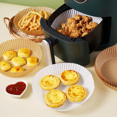 ANIS・KEBBR 100Pcs Disposable Air Fryer Liners Non-Stick Unbleached Paper for Baking Roasting Microwave Basket in Kuwait