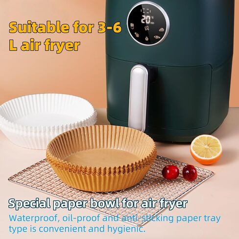 ANIS・KEBBR 100Pcs Disposable Air Fryer Liners Non-Stick Unbleached Paper for Baking Roasting Microwave Basket in Kuwait