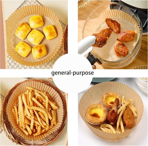 ANIS・KEBBR 100Pcs Disposable Air Fryer Liners Non-Stick Unbleached Paper for Baking Roasting Microwave Basket in Kuwait