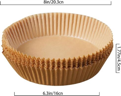 ANIS・KEBBR 100Pcs Disposable Air Fryer Liners Non-Stick Unbleached Paper for Baking Roasting Microwave Basket in Kuwait