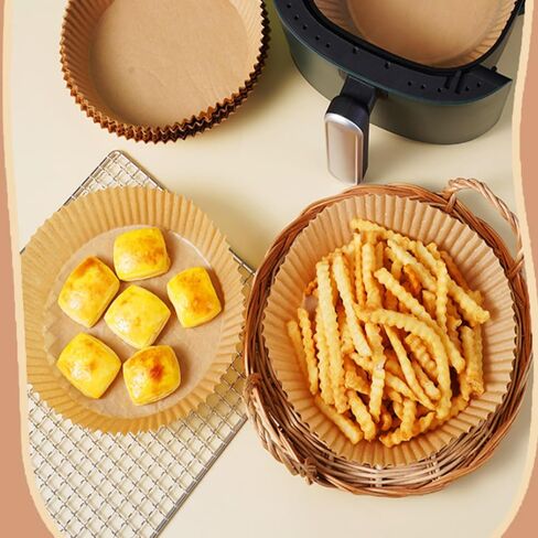 ANIS・KEBBR 100Pcs Disposable Air Fryer Liners Non-Stick Unbleached Paper for Baking Roasting Microwave Basket in Kuwait