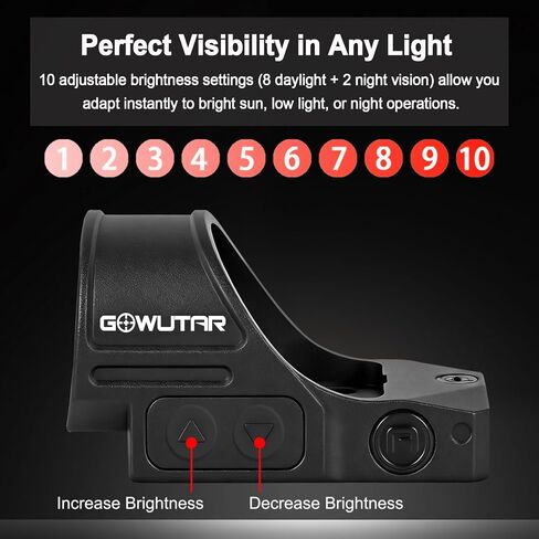 GOWUTAR GP-7 Large Window Red Dot Sight - 6 MOA RMR Footprint Red Dot Optic - Shake Awake Open Reflex Sights in Kuwait