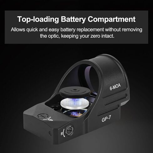 GOWUTAR GP-7 Large Window Red Dot Sight - 6 MOA RMR Footprint Red Dot Optic - Shake Awake Open Reflex Sights in Kuwait