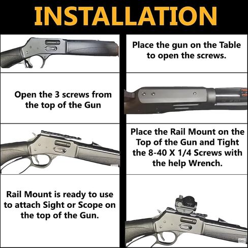 Gotical 4 Inches Over Length Scope Picatinny Rail Mount for Henry Big Boy Rifles, Aluminum Construction, #8-40 1/4 Screws and Wrench Included (Black) in Kuwait