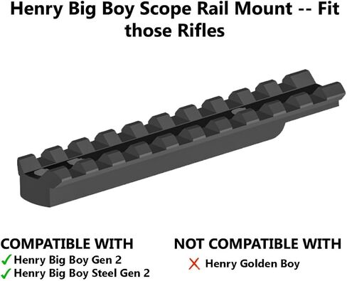 Gotical 4 Inches Over Length Scope Picatinny Rail Mount for Henry Big Boy Rifles, Aluminum Construction, #8-40 1/4 Screws and Wrench Included (Black) in Kuwait